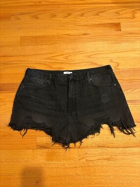 Forever 21 Black Distressed Denim Cutoff Shorts